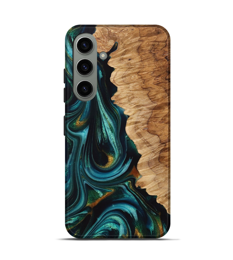 Galaxy S24 Wood+Resin Live Edge Phone Case - Matias (Teal & Gold, 710460)