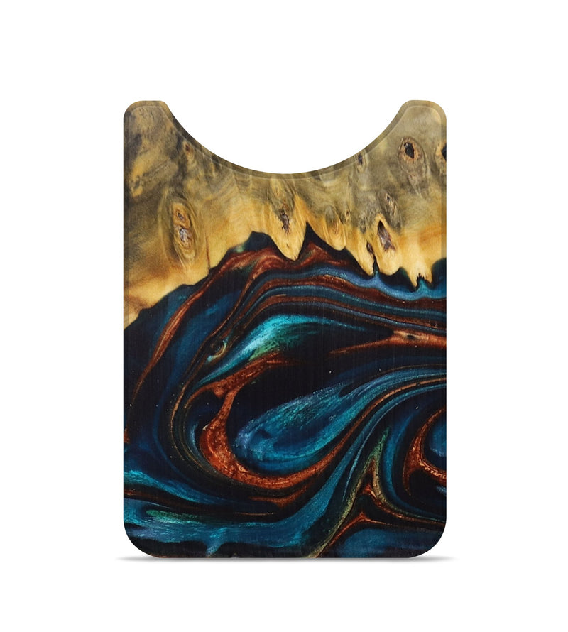 Live Edge Wood+Resin Wallet - Monique (Teal & Gold, 710481)