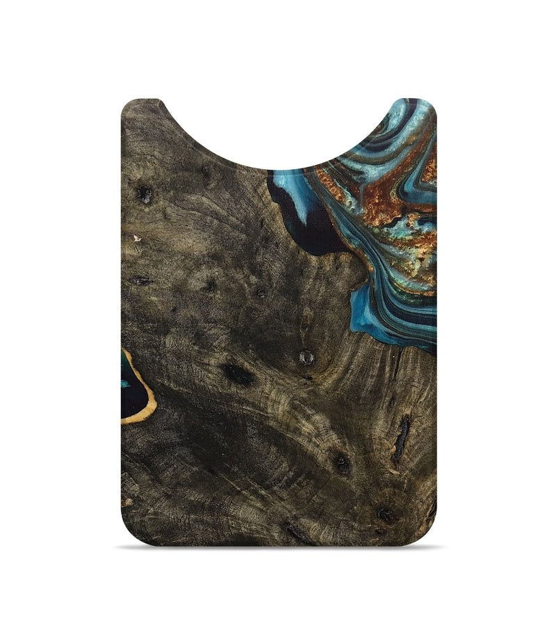 Live Edge Wood+Resin Wallet - Lauren (Teal & Gold, 710485)