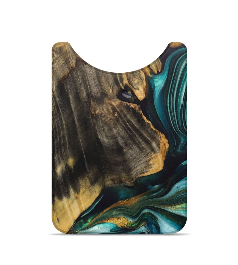 Live Edge Wood+Resin Wallet - Cairo (Teal & Gold, 710486)