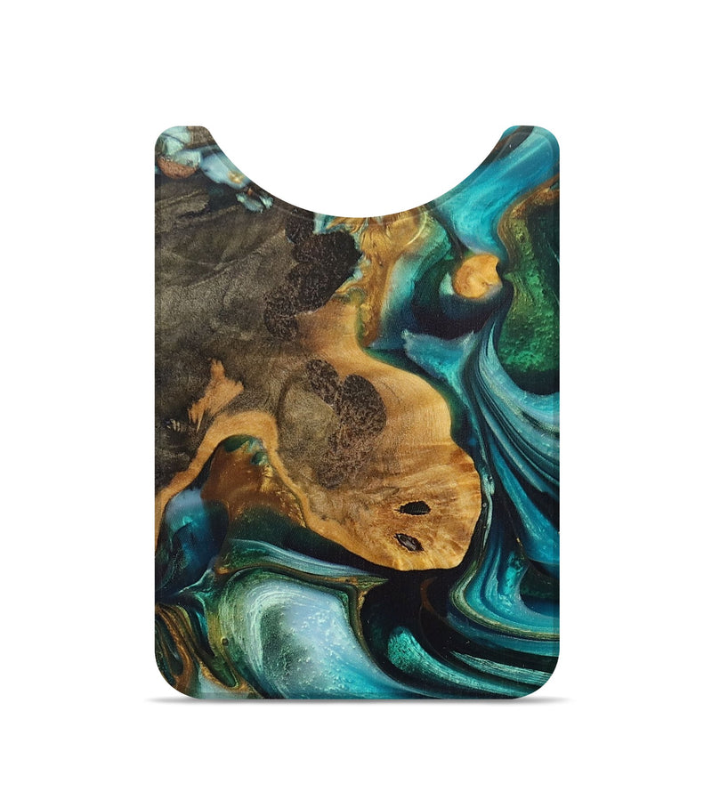 Live Edge Wood+Resin Wallet - Phoebe (Teal & Gold, 710489)
