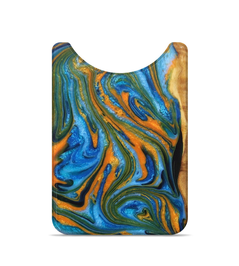 Live Edge Wood+Resin Wallet - Delbert (Teal & Gold, 710501)