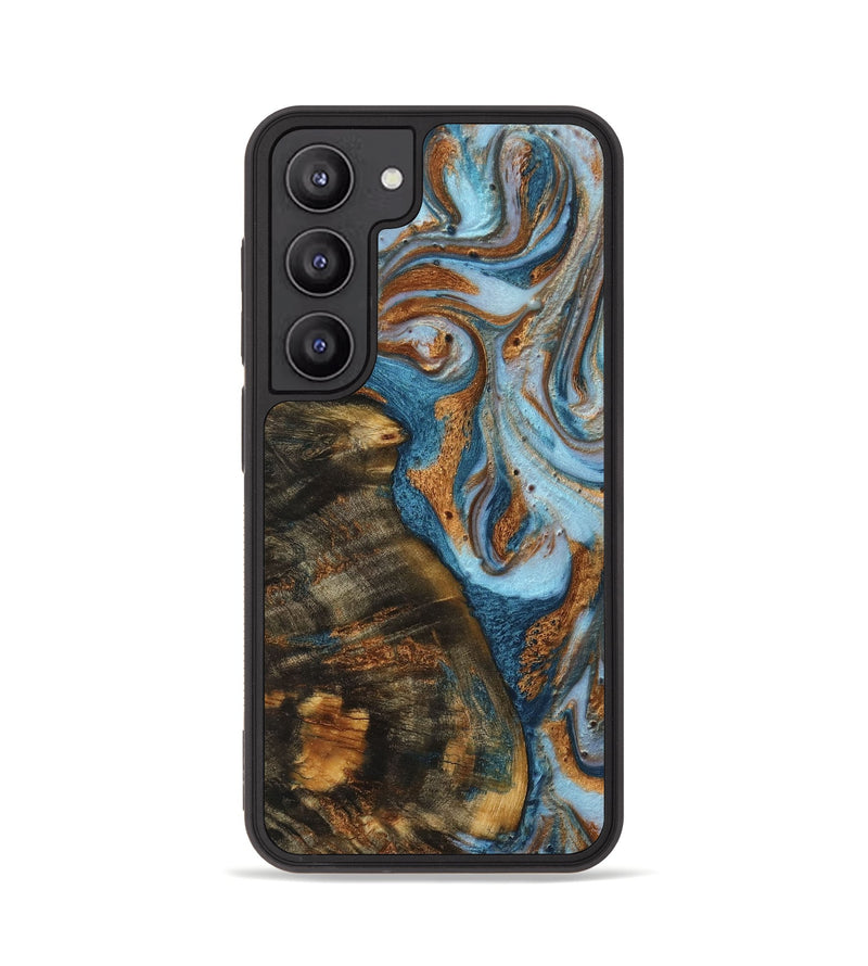 Galaxy S23 Wood+Resin Phone Case - Orville (Teal & Gold, 710664)