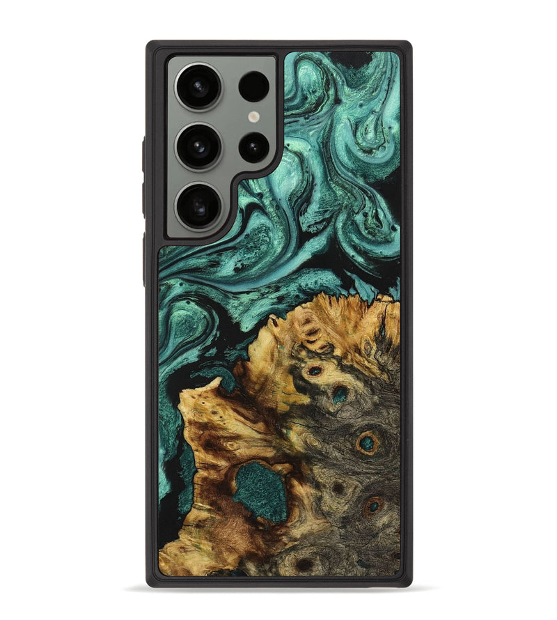 Galaxy S23 Ultra Wood+Resin Phone Case - Hattie (Green, 710874)