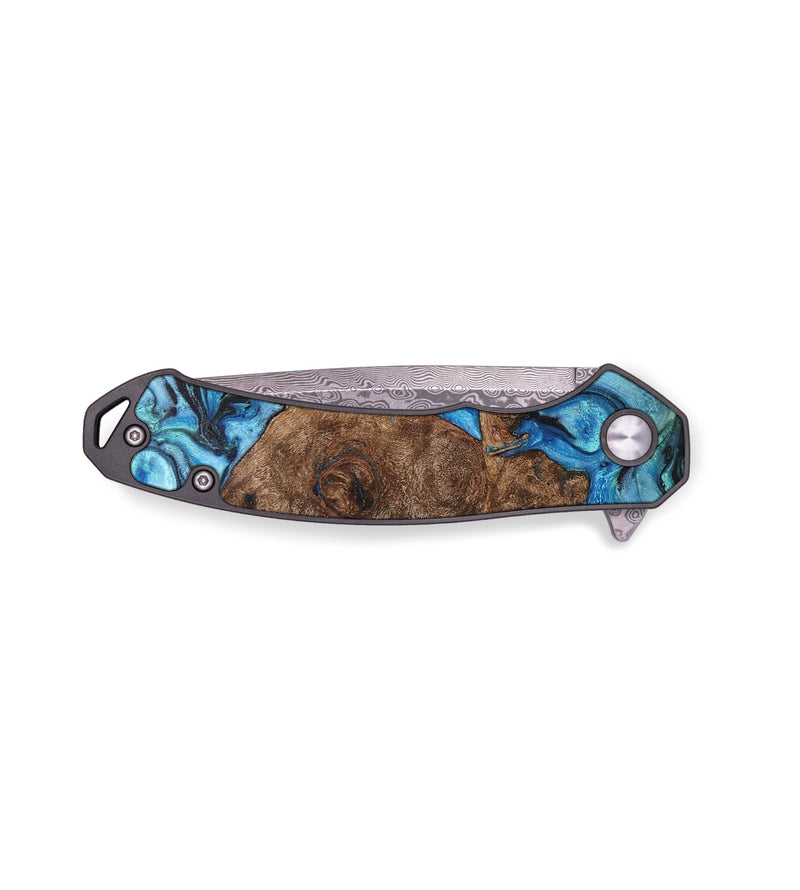 EDC Wood+Resin Pocket Knife - Tyson (Blue, 710972)