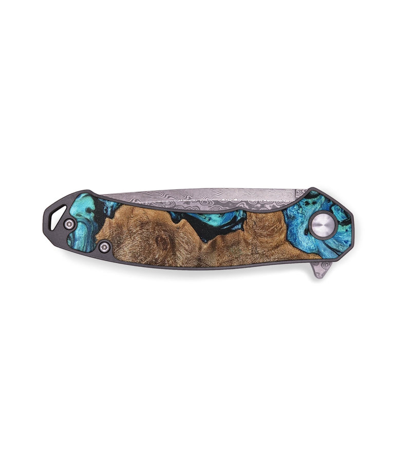 EDC Wood+Resin Pocket Knife - George (Blue, 710975)