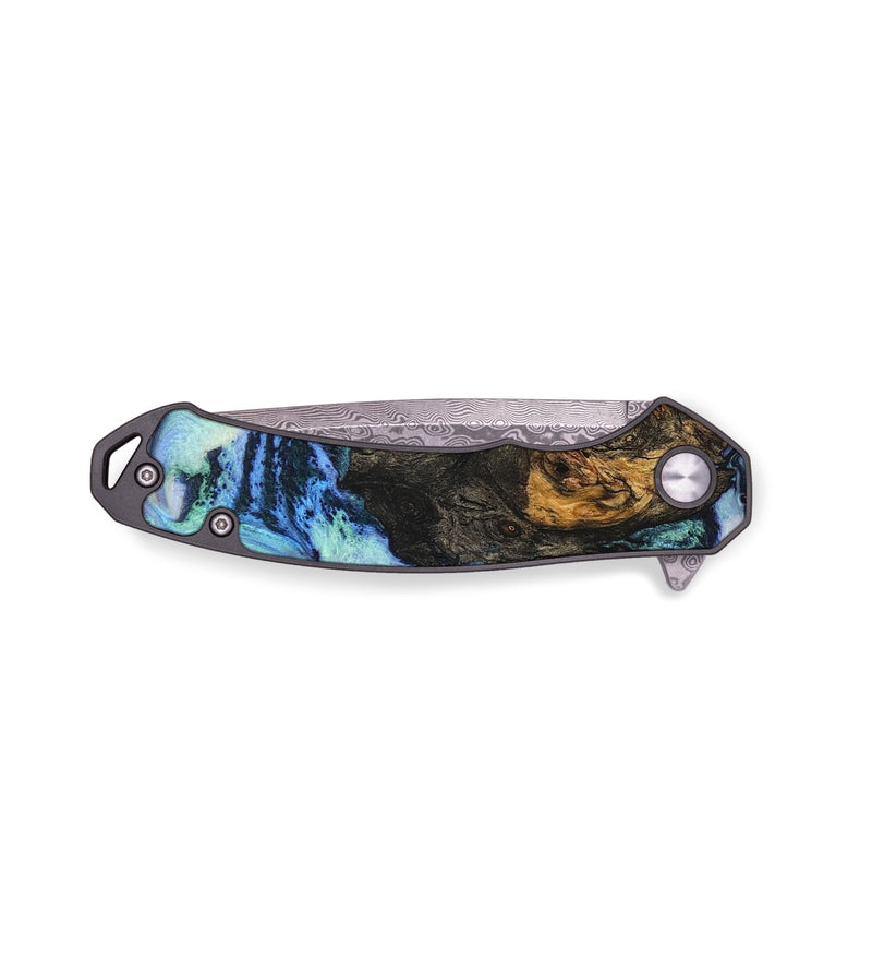 EDC Wood+Resin Pocket Knife - Caiden (Blue, 710976)