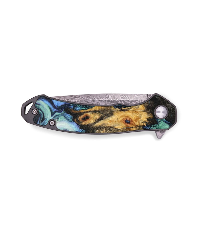 EDC Wood+Resin Pocket Knife - Daisy (Blue, 710977)