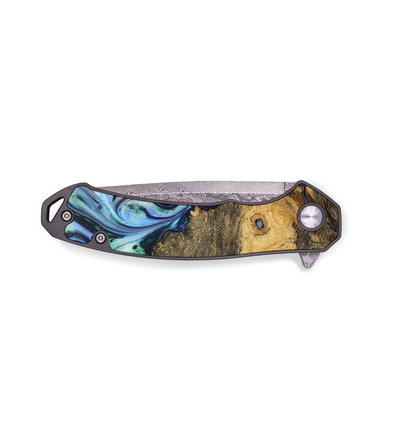 EDC Wood+Resin Pocket Knife - Joe (Blue, 710978)