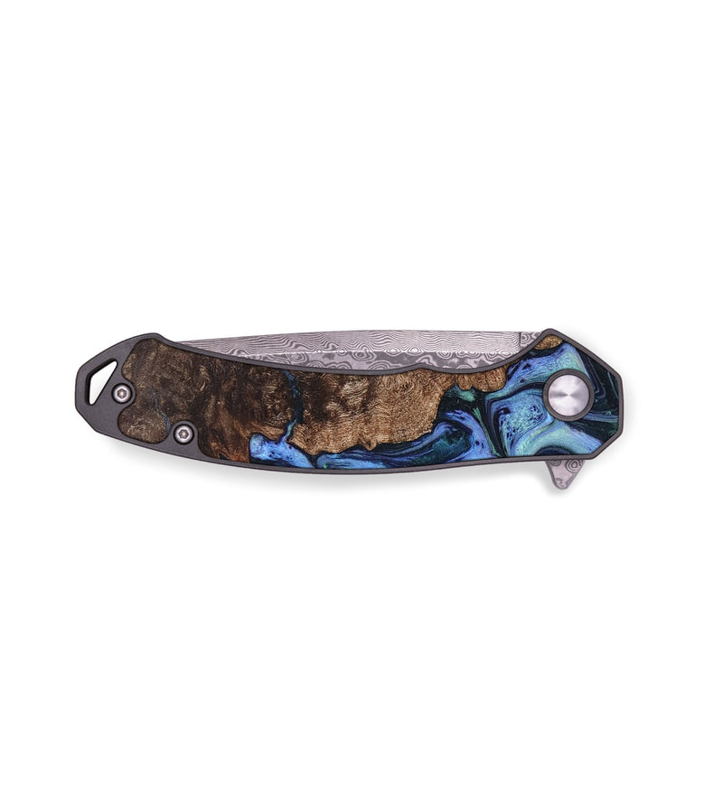 EDC Wood+Resin Pocket Knife - Rose (Blue, 710979)
