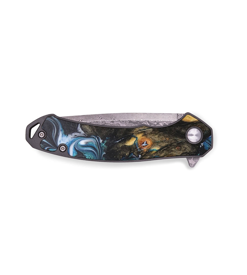 EDC Wood+Resin Pocket Knife - Rosemary (Blue, 711202)