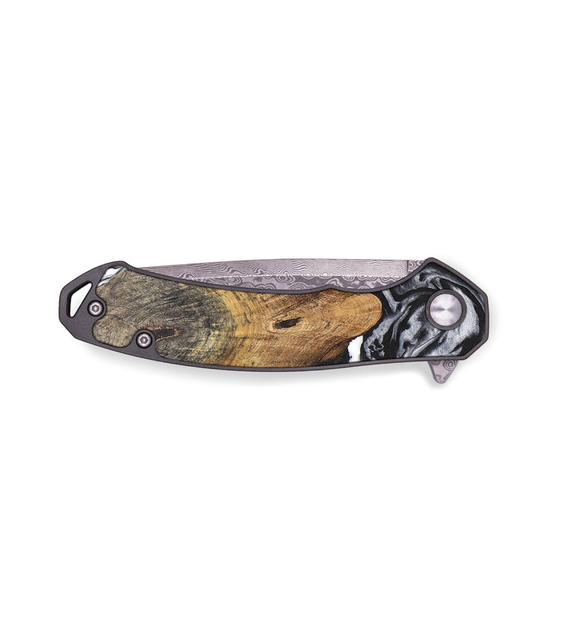 EDC Wood+Resin Pocket Knife - Breanna (Black & White, 711209)