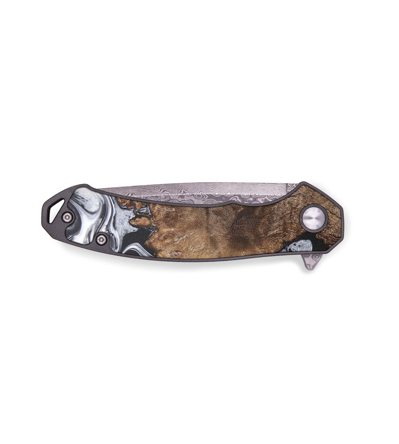 EDC Wood+Resin Pocket Knife - Nellie (Black & White, 711213)