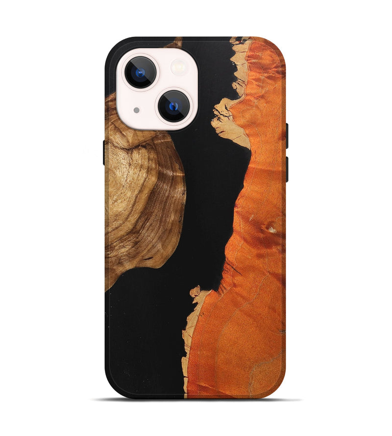 iPhone 14 Wood+Resin Live Edge Phone Case - Malakai (Pure Black, 711260)