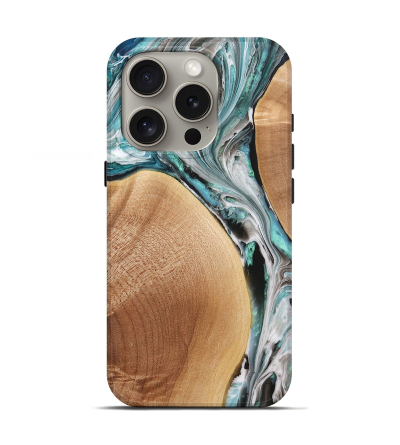 iPhone 16 Pro Wood+Resin Live Edge Phone Case - Corbin (Blue, 711263)
