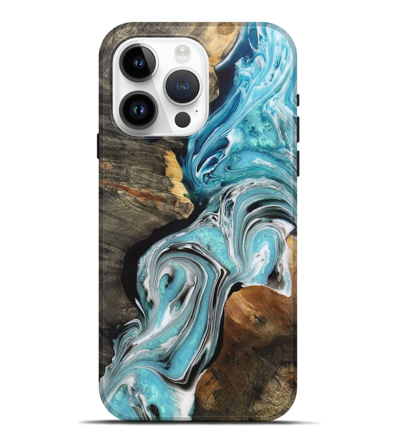 iPhone 15 Pro Max Wood+Resin Live Edge Phone Case - Rochelle (Blue, 711264)