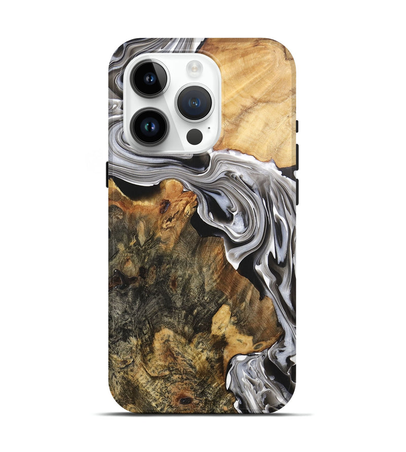 iPhone 15 Pro Wood+Resin Live Edge Phone Case - Matias (Black & White, 711265)