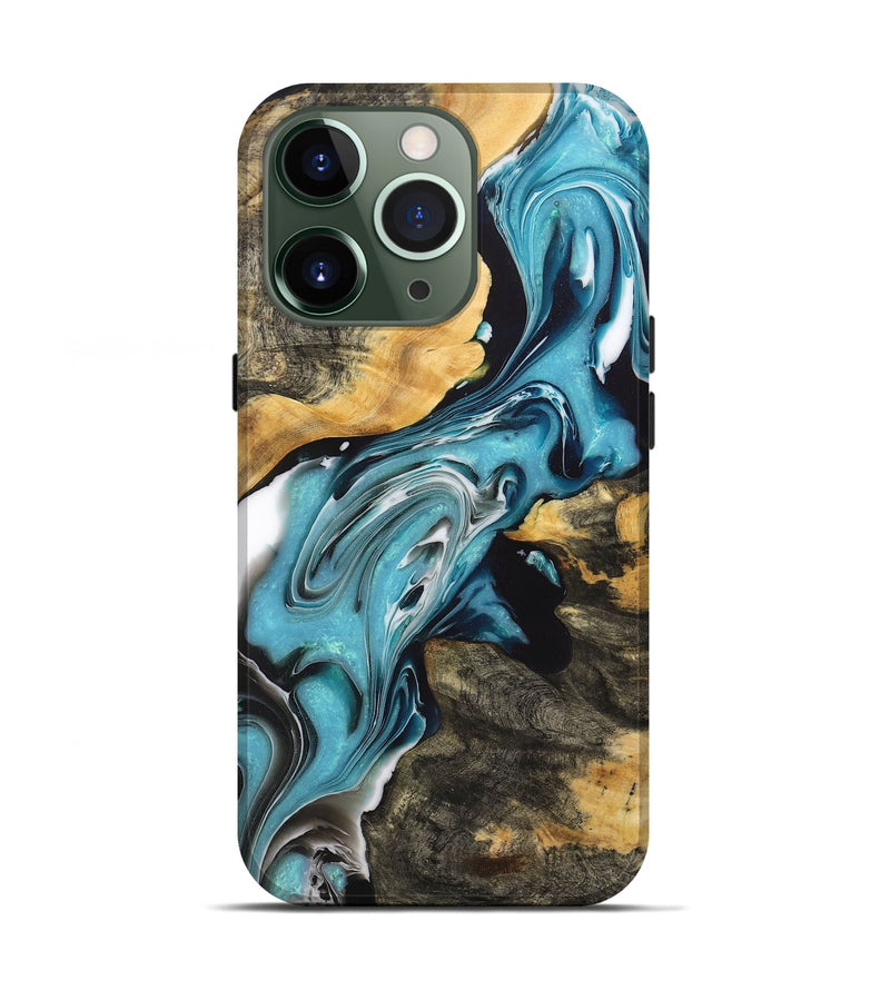 iPhone 13 Pro Wood+Resin Live Edge Phone Case - Alan (Blue, 711269)