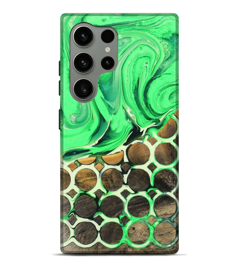 Galaxy S24 Ultra Wood+Resin Live Edge Phone Case - Izabella (Green, 711276)