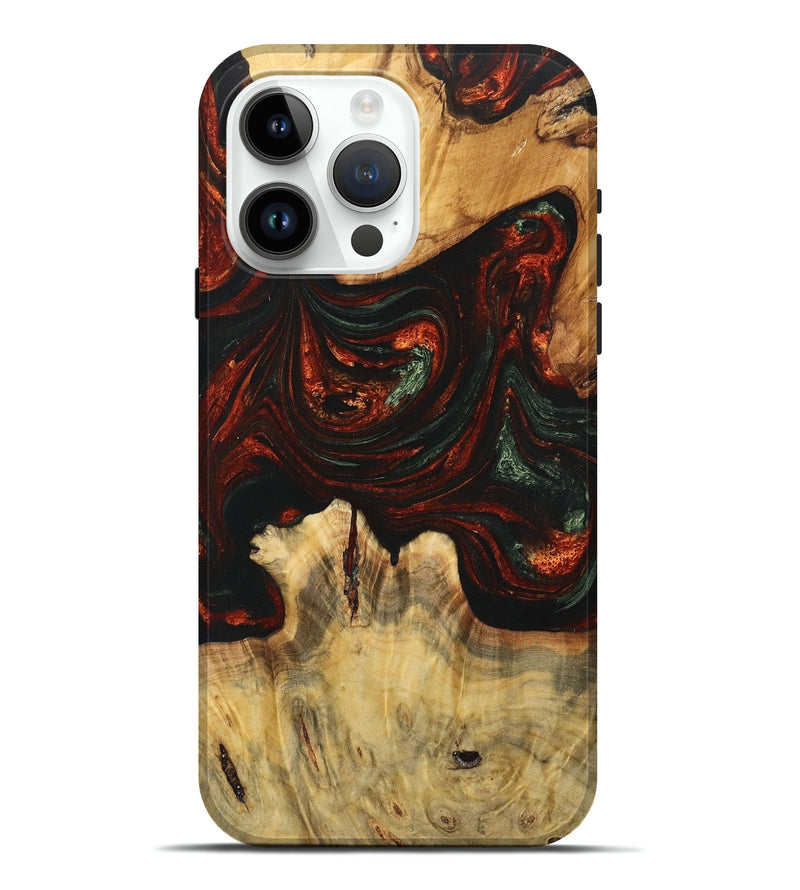iPhone 15 Pro Max Wood+Resin Live Edge Phone Case - Clark (Green, 711281)