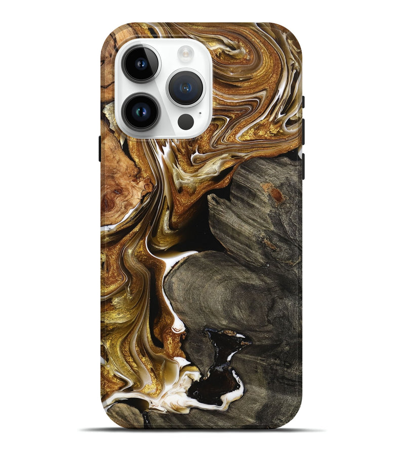 iPhone 15 Pro Max Wood+Resin Live Edge Phone Case - Summer (Black & White, 711284)