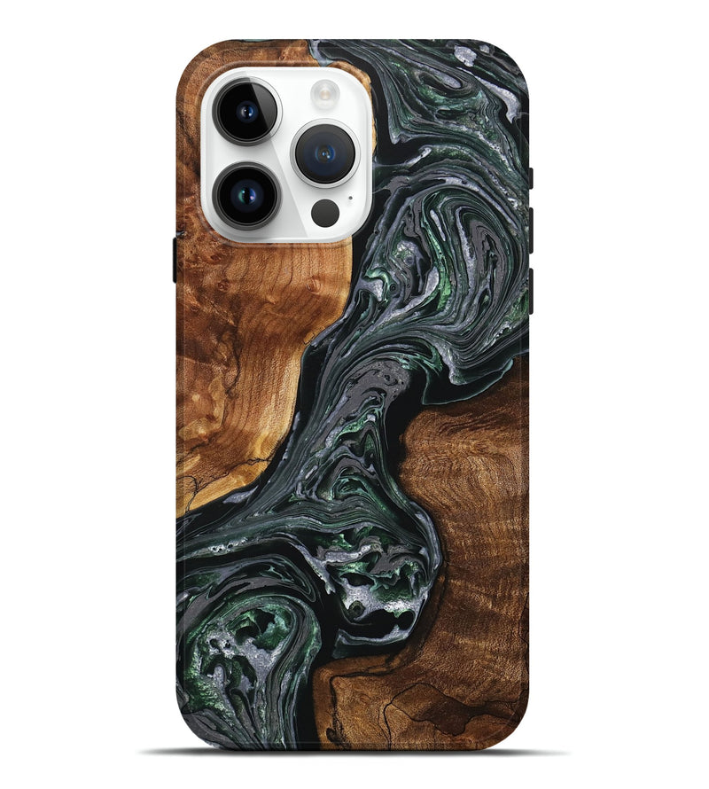 iPhone 15 Pro Max Wood+Resin Live Edge Phone Case - Ezekiel (Black & White, 711285)