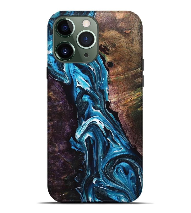 iPhone 13 Pro Max Wood+Resin Live Edge Phone Case - Lora (Blue, 711288)