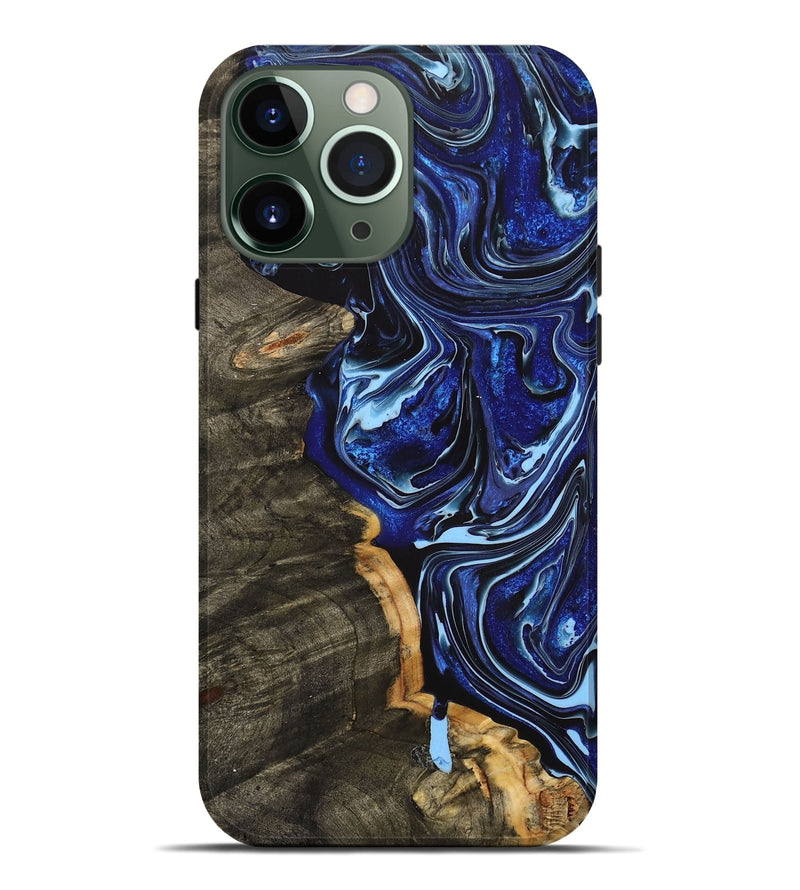 iPhone 13 Pro Max Wood+Resin Live Edge Phone Case - Brittany (Blue, 711291)