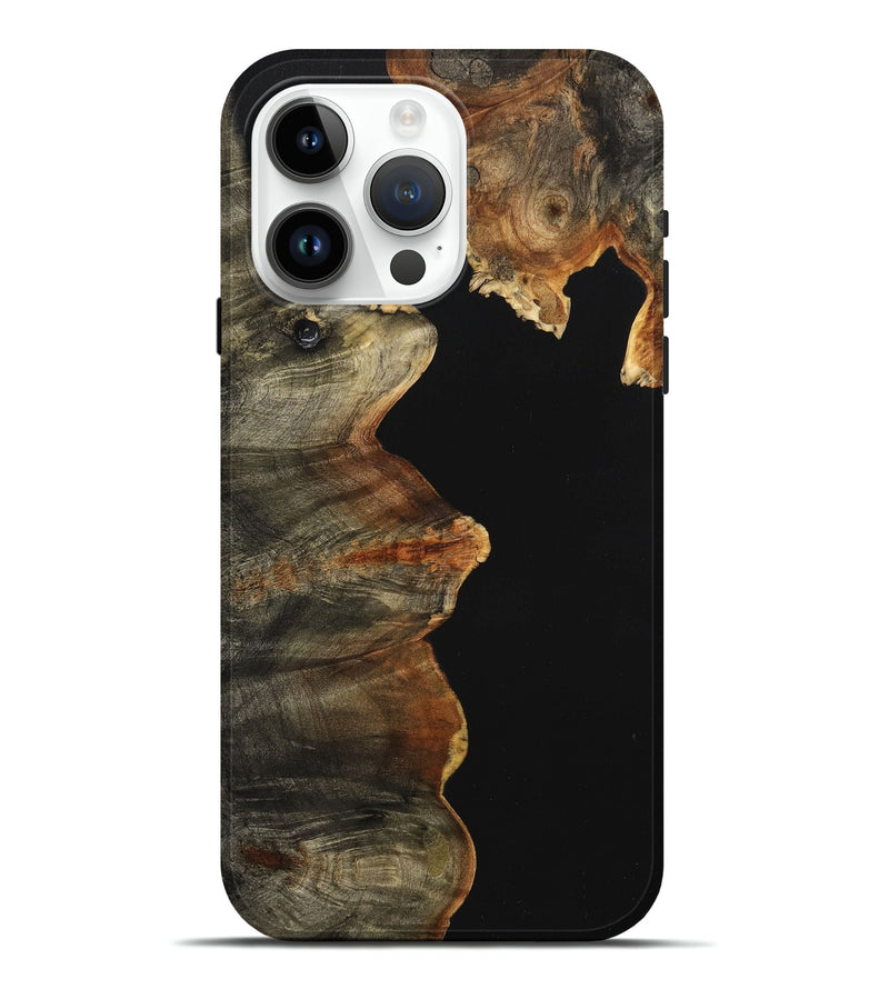iPhone 15 Pro Max Wood+Resin Live Edge Phone Case - Esteban (Pure Black, 711305)