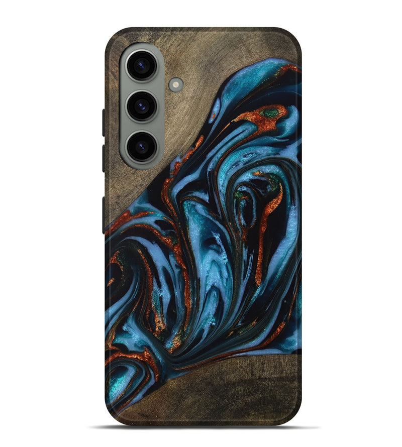Galaxy S24 Plus Wood+Resin Live Edge Phone Case - Weston (Teal & Gold, 711308)