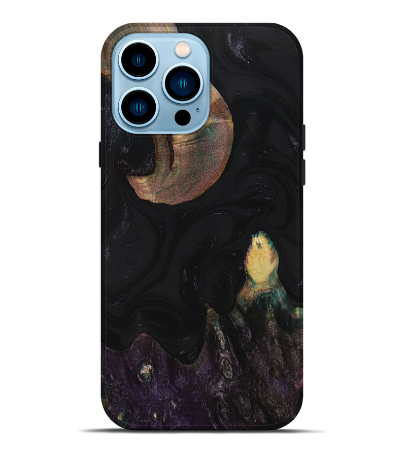 iPhone 14 Pro Max Wood+Resin Live Edge Phone Case - Victoria (Pure Black, 711309)