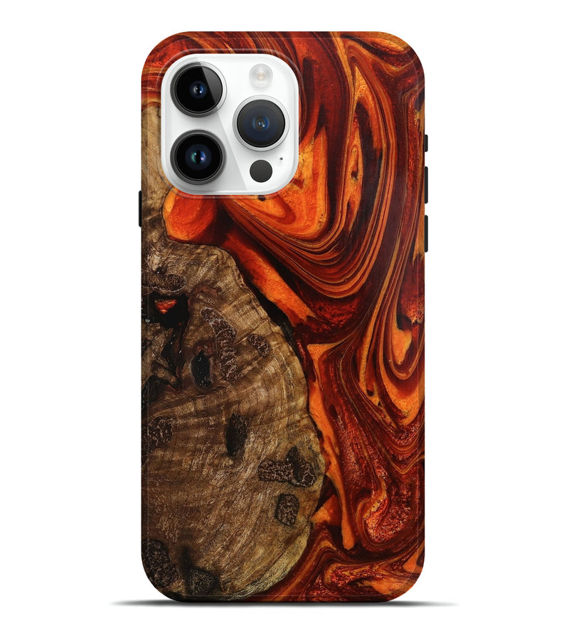 iPhone 15 Pro Max Wood+Resin Live Edge Phone Case - Ada (Red, 711310)