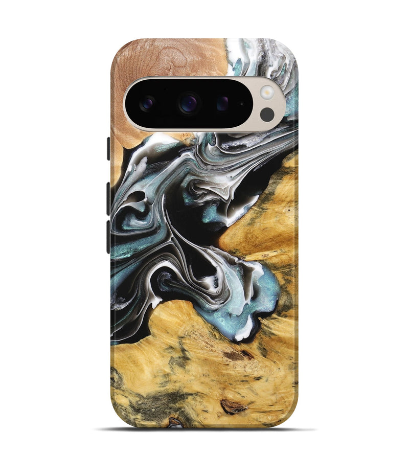 Pixel 9 Pro Wood+Resin Live Edge Phone Case - Kerri (Black & White, 711311)