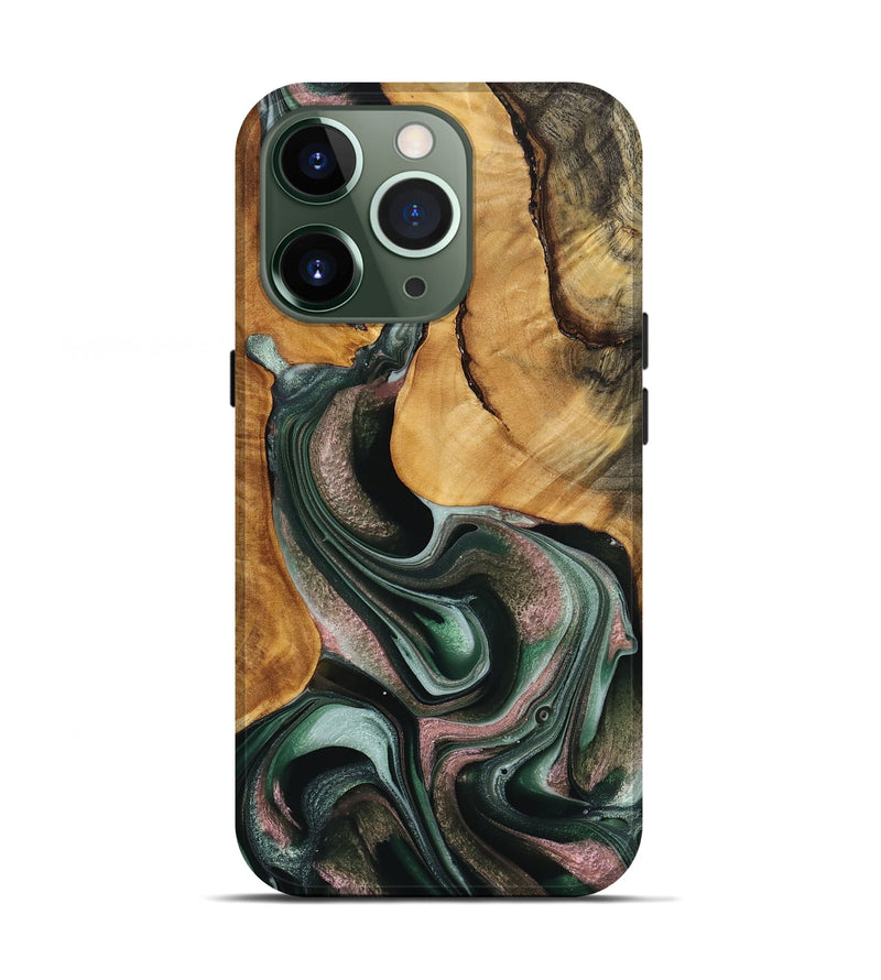 iPhone 13 Pro Wood+Resin Live Edge Phone Case - Tucker (Green, 711313)