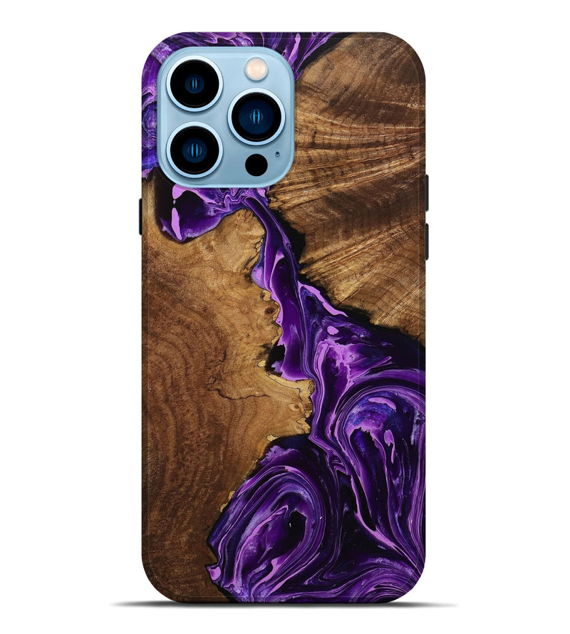 iPhone 14 Pro Max Wood+Resin Live Edge Phone Case - Edmund (Purple, 711323)