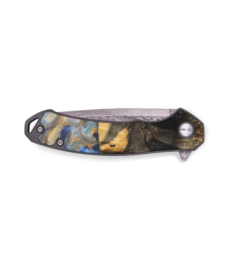 EDC Wood+Resin Pocket Knife - Roland (Teal & Gold, 711528)