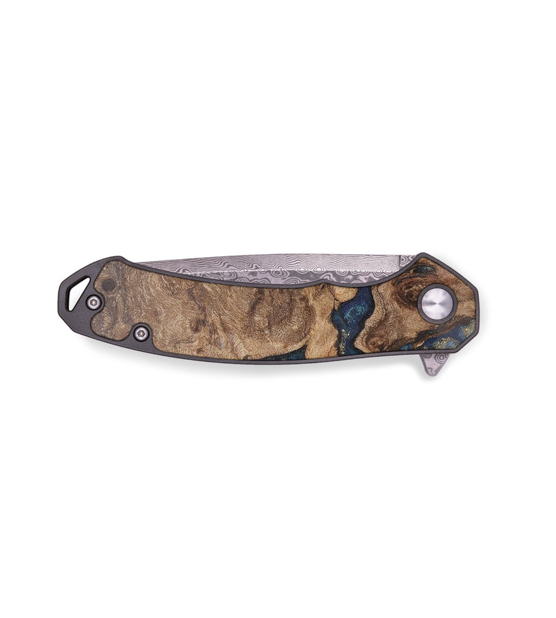 EDC Wood+Resin Pocket Knife - Wilbert (Teal & Gold, 711530)