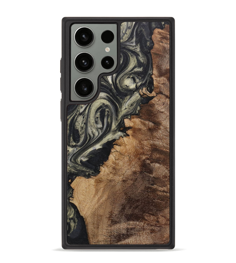 Galaxy S23 Ultra Wood+Resin Phone Case - Philip (Black & White, 711602)