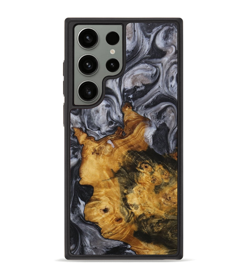 Galaxy S23 Ultra Wood+Resin Phone Case - Geraldine (Black & White, 711610)