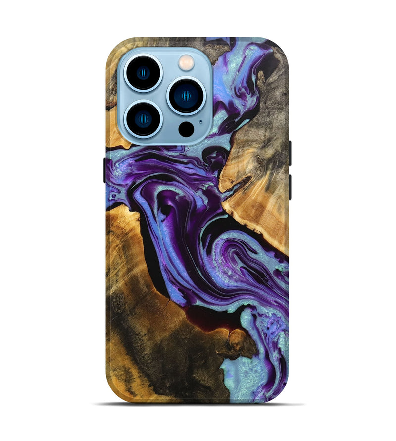 iPhone 14 Pro Wood+Resin Live Edge Phone Case - Maria (Purple, 711660)