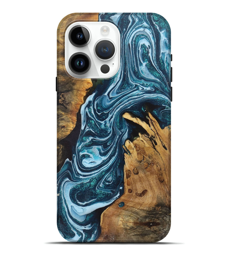 iPhone 15 Pro Max Wood+Resin Live Edge Phone Case - London (Green, 711662)