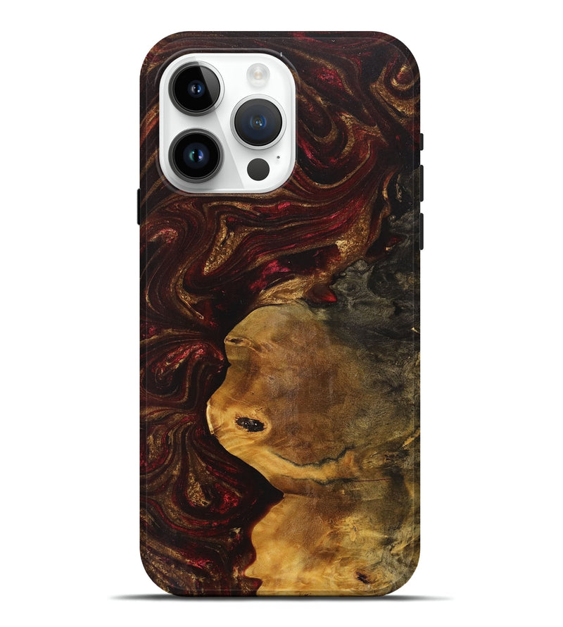 iPhone 15 Pro Max Wood+Resin Live Edge Phone Case - Braelynn (Red, 711673)