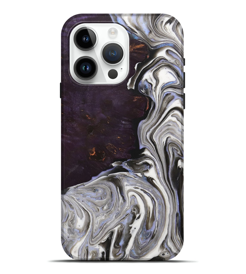 iPhone 15 Pro Max Wood+Resin Live Edge Phone Case - Shane (Black & White, 711679)