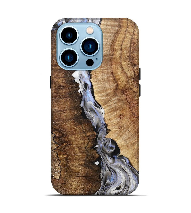 iPhone 14 Pro Wood+Resin Live Edge Phone Case - Aurora (Black & White, 711680)