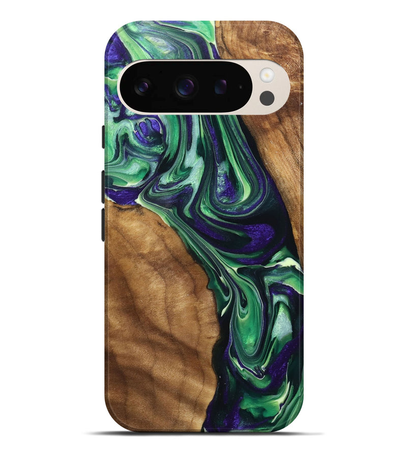 Pixel 9 Pro XL Wood+Resin Live Edge Phone Case - Corey (Green, 711892)