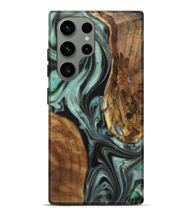 Galaxy S23 Ultra Wood+Resin Live Edge Phone Case - Caylee (Green, 711893)