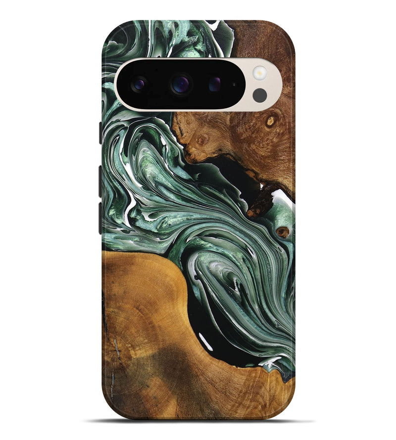 Pixel 9 Pro XL Wood+Resin Live Edge Phone Case - Terence (Green, 711896)
