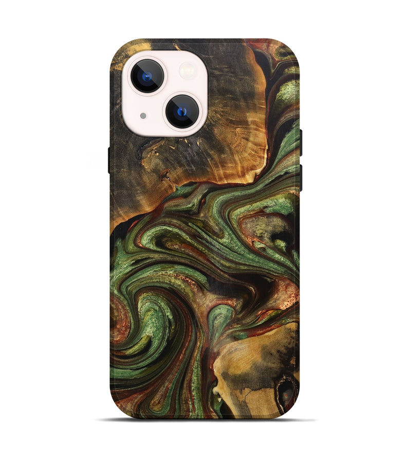 iPhone 14 Wood+Resin Live Edge Phone Case - Karson (Green, 711909)