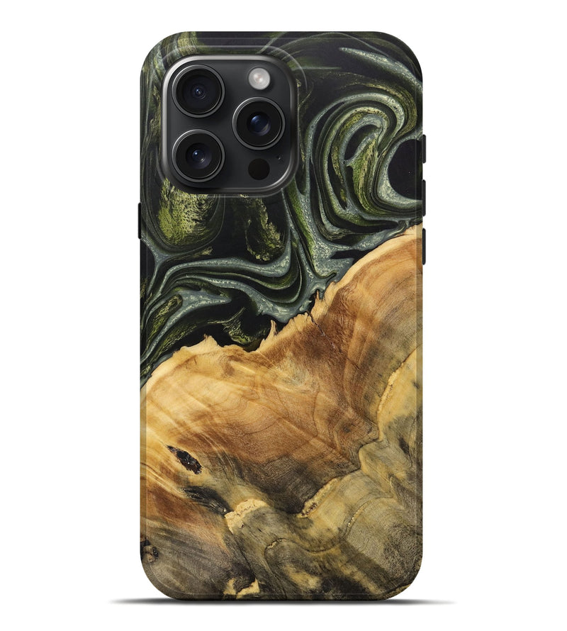 iPhone 16 Pro Max Wood+Resin Live Edge Phone Case - Atticus (Green, 711912)