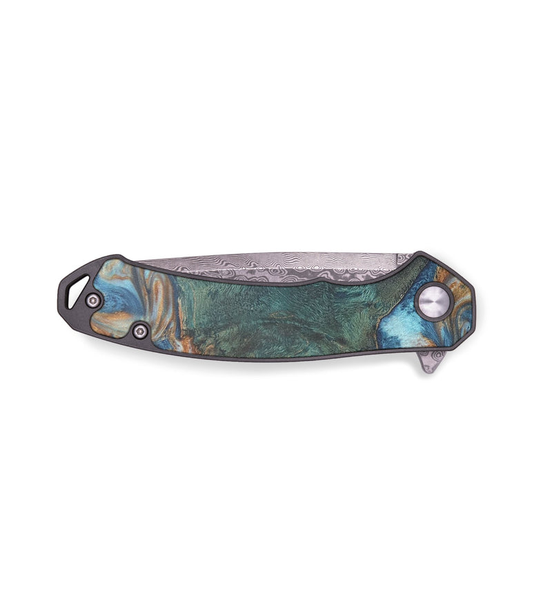 EDC Wood+Resin Pocket Knife - Alvin (Teal & Gold, 711950)